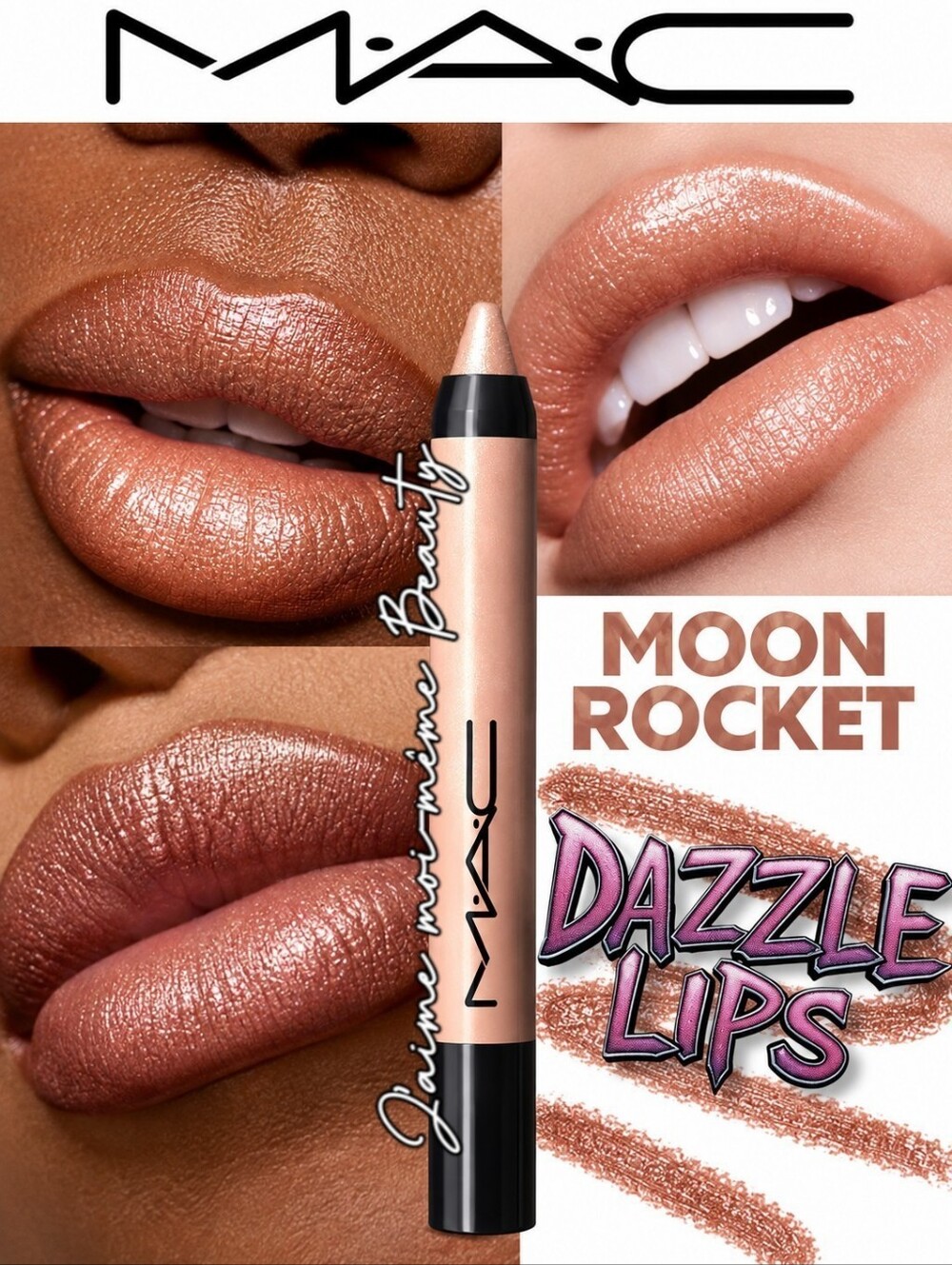 MAC Moon Rocket Dazzle Lips Lipstick Crayon — Champagne Shimmer Sparkle Frost